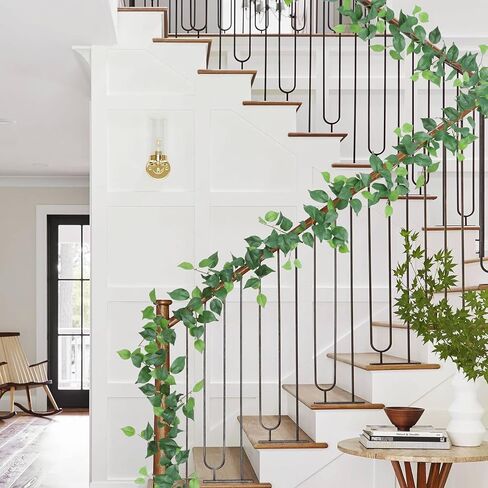 Dremisland 2 Strands Artificial Scindaps Vines Garland 6.7ft Fake Vines Ivy Garland Silk Green Leaves Faux Hanging Plants Greenery Decoration for Bedroom Wall Patio Party Wedding Decor (Ivy, 2PCS) in Saudi Arabia