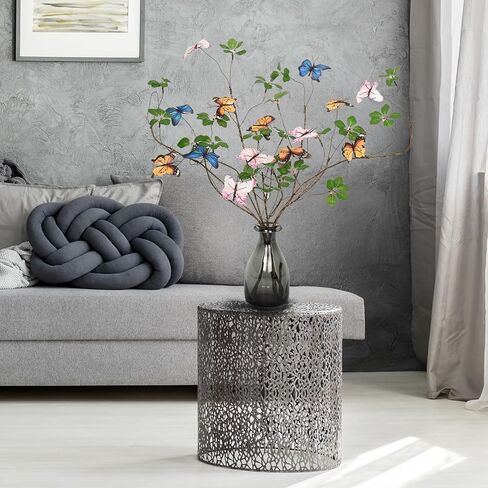 3Pcs Fake Plants Artificial Greenery Stems 29.9 inch Fake Plants Branches, Faux Branches with Colorful Butterflies for Home Office Wedding Vase Filler Banquet Home Decoration. in Saudi Arabia