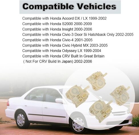 4pcs الخلفية الأمامية الخلفية اليسرى القفل اليسرى قفل مشغل متوافق مع Honda Accord S2000 Insight Civic CRV Odyssey بديل 72155-S84-A11 72115-S84-A11 72615-S84-A01 72655-S84-A01 in Saudi Arabia