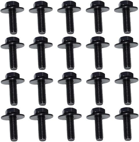 20pcs M6-1.0 × 24 مم من مسامير SEMS Hex Hex-مسامير براغي جسم السيارات لمصدات السيارة لمصدات SPANDERS SHIELD تحت غطاء الغطاء ، M6-1.0 BOLT مع غسالة 17.8 ملم (20 ٪) in Kuwait