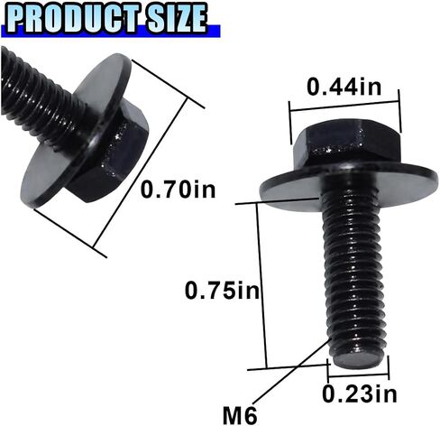 20PCS M6-1.0 x 24mm Hex Head SEMS Bolts - Automotive Body Bolts Screws Fastener Kit for Car Bumpers Fenders Splash Shield Under Cover Hood, M6-1.0 Bolt with 17.8mm Washer (20PCS) in Kuwait