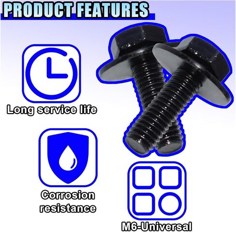 20PCS M6-1.0 x 24mm Hex Head SEMS Bolts - Automotive Body Bolts Screws Fastener Kit for Car Bumpers Fenders Splash Shield Under Cover Hood, M6-1.0 Bolt with 17.8mm Washer (20PCS) in Kuwait