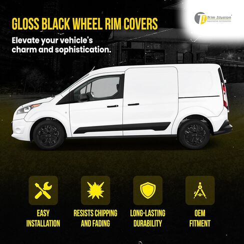 Gloss Black Wheel Rim Cover Hubcaps 16 Inch Snap-On, Compatible with Ford Transit Connect 2015-2023, Set of 4, WC114-16BLK in Saudi Arabia