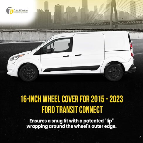 Gloss Black Wheel Rim Cover Hubcaps 16 Inch Snap-On, Compatible with Ford Transit Connect 2015-2023, Set of 4, WC114-16BLK in Saudi Arabia