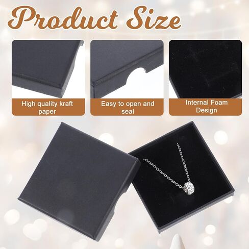 Thinp 2 Pack Foam Fill Cardboard Paper Jewelry Box Small Jewelry Gift Box Christmas Gift Box Necklace Bracelet Earring Organizer Box Apply for Pendant Jewelry Necklace Bracelet Packing (2 Sizes) in Saudi Arabia