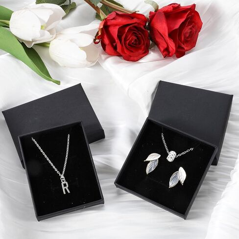 Thinp 2 Pack Foam Fill Cardboard Paper Jewelry Box Small Jewelry Gift Box Christmas Gift Box Necklace Bracelet Earring Organizer Box Apply for Pendant Jewelry Necklace Bracelet Packing (2 Sizes) in Saudi Arabia