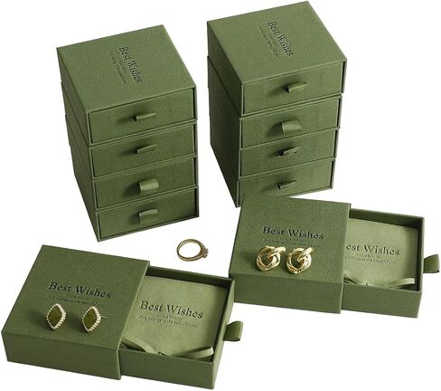 20PCS Jewelry Gift Boxes Square Cardboard Jewelry Boxes With Microfiber Jewelry Pouch Envelope Style Jewelry Storage for Bracelets Earrings Necklaces Jewelry Gift (GREEN) in Saudi Arabia