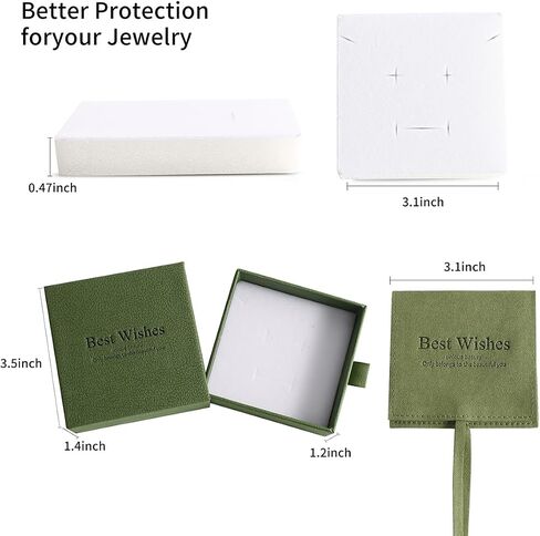 20PCS Jewelry Gift Boxes Square Cardboard Jewelry Boxes With Microfiber Jewelry Pouch Envelope Style Jewelry Storage for Bracelets Earrings Necklaces Jewelry Gift (GREEN) in Saudi Arabia