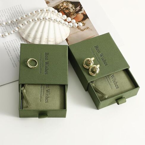 20PCS Jewelry Gift Boxes Square Cardboard Jewelry Boxes With Microfiber Jewelry Pouch Envelope Style Jewelry Storage for Bracelets Earrings Necklaces Jewelry Gift (GREEN) in Saudi Arabia