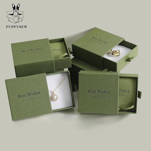 20PCS Jewelry Gift Boxes Square Cardboard Jewelry Boxes With Microfiber Jewelry Pouch Envelope Style Jewelry Storage for Bracelets Earrings Necklaces Jewelry Gift (GREEN) in Saudi Arabia