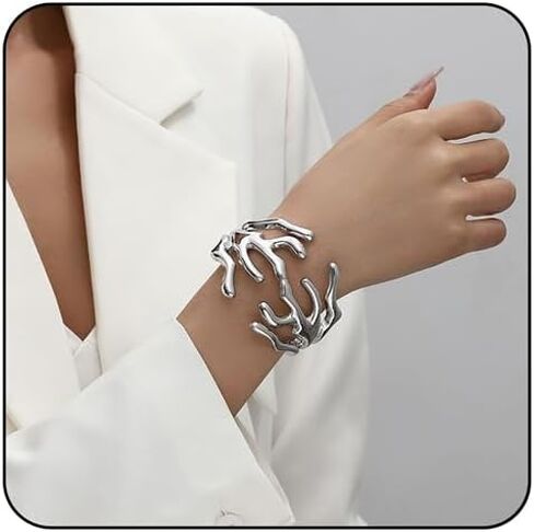 Chunky Gold Bangle Bracelet for Women Irregular Statement Bracelet Thick Cuff Bangle Trendy Wide Wrist Cuff Bracelets Fashion Dainty Jewelry Gift in Saudi Arabia