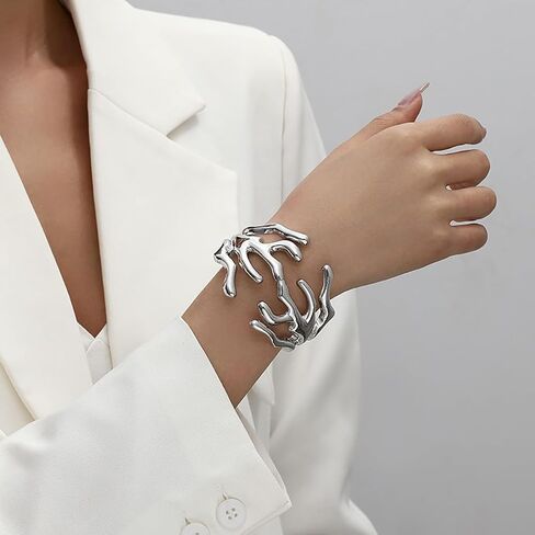 Chunky Gold Bangle Bracelet for Women Irregular Statement Bracelet Thick Cuff Bangle Trendy Wide Wrist Cuff Bracelets Fashion Dainty Jewelry Gift in Saudi Arabia