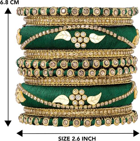 Aheli Traditional Gold Plated 2.6 Inch Cream Silk Thread Chuda Bangles Ethnic Stylish Fashion Jewelry Gift for Women in Saudi Arabia