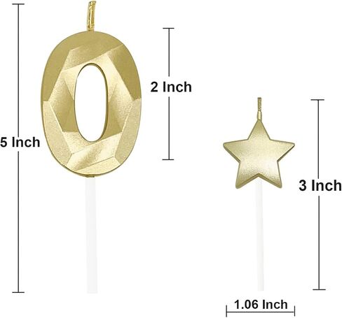 21st & 12th Birthday Candles - Number 21 & 12 Glitter Star Candles, 2 Inch 3D Diamond Shape for Birthday Party & Anniversary (Gold) in Saudi Arabia