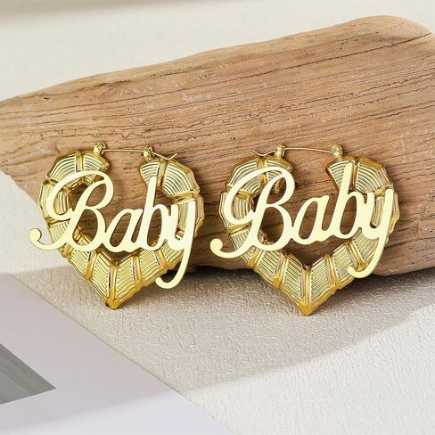 2 PCS Gold Bamboo Hoop أقراط للنساء - 80s 90s الأطواق القاضية الأبواب ، وأحجام صغيرة إلى كبيرة ، على شكل قلب ، أقراط ذهبية الهيب هوب الهيب هوب ، إكسسوارات إكسسوارات عصرية. in Kuwait