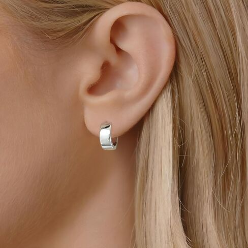 Small Huggie Earrings for Women 14K Gold Plated Chunky Hoops 925 Sterling Silver Post Mini Cartilage Wide Thick Hoop Earrings in Saudi Arabia