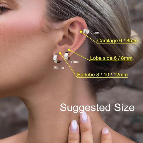 Small Huggie Earrings for Women 14K Gold Plated Chunky Hoops 925 Sterling Silver Post Mini Cartilage Wide Thick Hoop Earrings in Saudi Arabia
