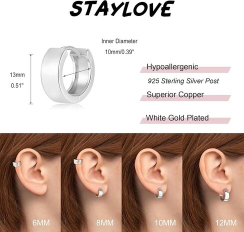 Small Huggie Earrings for Women 14K Gold Plated Chunky Hoops 925 Sterling Silver Post Mini Cartilage Wide Thick Hoop Earrings in Saudi Arabia
