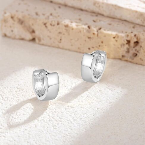 Small Huggie Earrings for Women 14K Gold Plated Chunky Hoops 925 Sterling Silver Post Mini Cartilage Wide Thick Hoop Earrings in Saudi Arabia