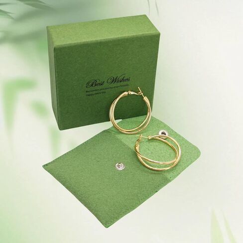 Double Layer Gold Hoop Earrings for Women 14K Gold Plated Chunky Hoops 40mm Big Trendy Earrings Hypoallergenic 925 Sterling Silver Posts Jewelry Gift in Saudi Arabia