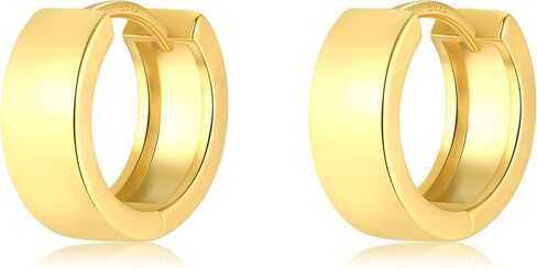 Small Huggie Earrings for Women 14K Gold Plated Chunky Hoops 925 Sterling Silver Post Mini Cartilage Wide Thick Hoop Earrings in Saudi Arabia