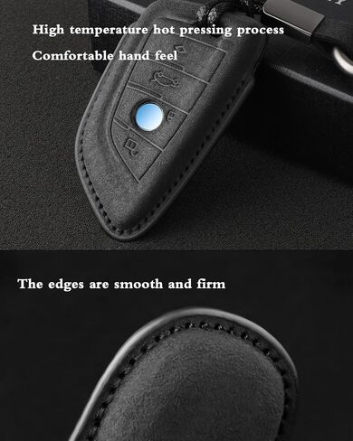 بالنسبة إلى غطاء مفتاح BMW مع سلسلة المفاتيح لائحة BMW 3 5 6 7 X1 X2 X3 X5 X6 Series Keys Keys Protector Suede (Black ، Style A) in Saudi Arabia