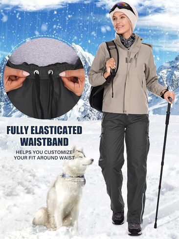 Women's Rain Pants Waterproof Hiking Pants Windproof Lightweight Over Pants Outdoor for Golf Fishing Cycling #2089 in Kuwait