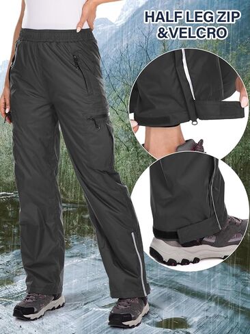 Women's Rain Pants Waterproof Hiking Pants Windproof Lightweight Over Pants Outdoor for Golf Fishing Cycling #2089 in Kuwait