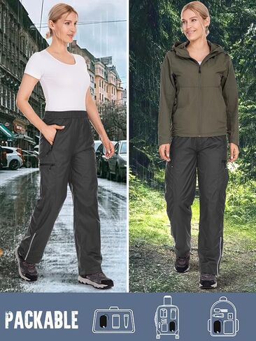 Women's Rain Pants Waterproof Hiking Pants Windproof Lightweight Over Pants Outdoor for Golf Fishing Cycling #2089 in Kuwait