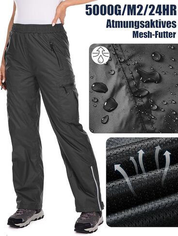 Women's Rain Pants Waterproof Hiking Pants Windproof Lightweight Over Pants Outdoor for Golf Fishing Cycling #2089 in Kuwait