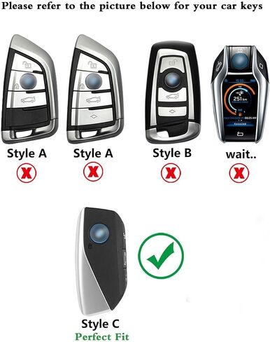 بالنسبة إلى غطاء مفتاح BMW مع سلسلة المفاتيح لائحة BMW 3 5 6 7 X1 X2 X3 X5 X6 Series Keys Keys Protector Suede (Black ، Style A) in Kuwait