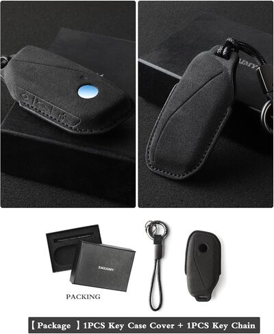 بالنسبة إلى غطاء مفتاح BMW مع سلسلة المفاتيح لائحة BMW 3 5 6 7 X1 X2 X3 X5 X6 Series Keys Keys Protector Suede (Black ، Style A) in Kuwait
