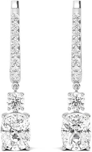 1-5 قيراط (CTW) مختبر وسادة الذهب البيضاء مختبر ماس Diamond Drop أقراط 2 Stone (Color E-F Clarity vs2-Si1) in Saudi Arabia