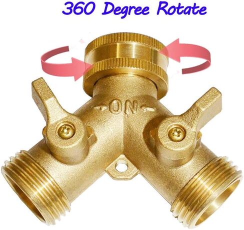 HQMPC Garden Hose Y Valve Hose Splitter Brass Hose Splitter With Stainless Steel Long Handle Brass Y Valve Water Garden Hose Adapter 2 Way Y Valve 3/4" GHT Thread in Kuwait