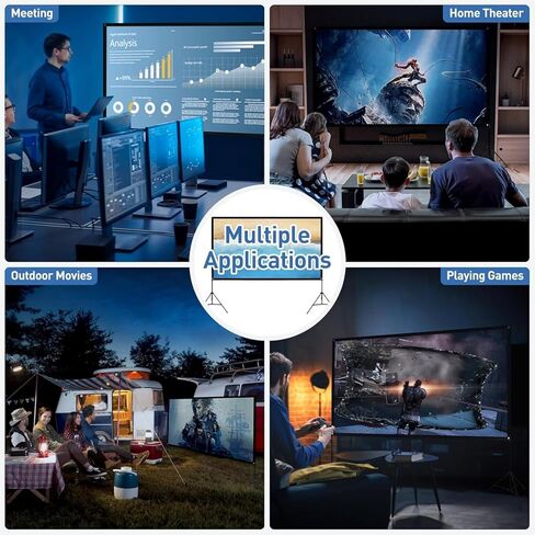 شاشة عرض مع حامل 100 بوصة، 16:9 4K HD شاشة عرض محمولة داخلية وخارجية، شاشة أفلام قابلة للطي خالية من التجاعيد 160 درجة شاشة عرض أمامية وخلفية مع حقيبة حمل للأفلام المنزلية in Kuwait