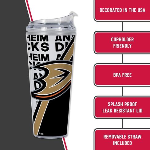 Rico Industries NHL Hockey St. Louis Blues 24oz Acrylic Tumbler with Hinged Lid, Officially Licensed Double Wall Tumbler with Straw in Saudi Arabia