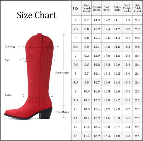 Pasuot Western Cowboy Boots for Women - Knee High Wide Calf Cowgirl Boots with Classic Embroidered, Slip On Pointed Toe Chunky Heel Fashion Retro Classic Pull On Tall Boot Light Brown Size 5.5 in Kuwait