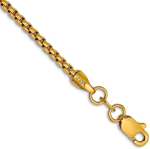Jewelryweb 14K الذهب الأصفر الصلب 1.75 مم جوفاء جوف الصندوق جوار سوار برازيك رابط للنساء والرجال in Kuwait