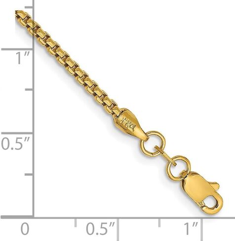 JewelryWeb 14k Solid Yellow Gold 1.75mm Hollow Round Box Chain Bracelet Link-Bracelet for Women and Men in Saudi Arabia