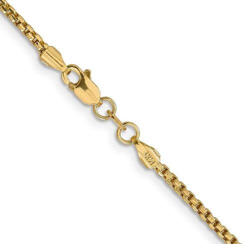 JewelryWeb 14k Solid Yellow Gold 1.75mm Hollow Round Box Chain Bracelet Link-Bracelet for Women and Men in Saudi Arabia