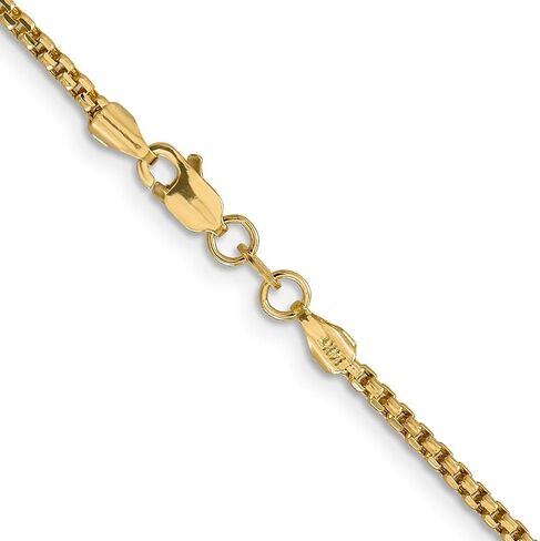 JewelryWeb 14k Solid Yellow Gold 1.75mm Hollow Round Box Chain Bracelet Link-Bracelet for Women and Men in Saudi Arabia