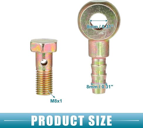 Banjo Bolt M8x1 Banjo خرطوم Barb Barb Bolt Line Brake Line Adapter مع غسالات النحاس لسيارة الدراجات النارية (مجموعة من 2) in Saudi Arabia