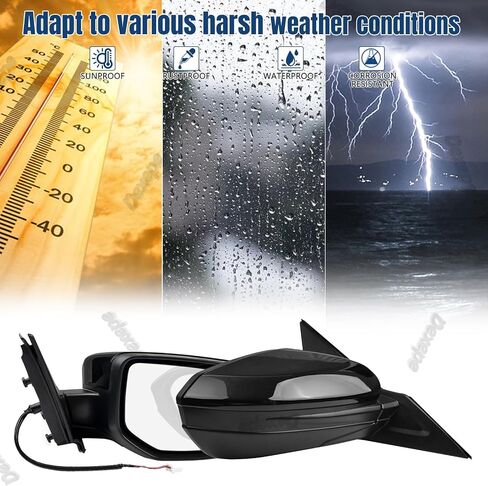 Passenger Side Mirror Assembly 2016-2021 Compatible with Honda Civic Sedan Coupe Hatchback Right Rearview Mirror Non-heated Power Adjustable Glass Replace HO1321283, 76208TBAA01ZA (3 Pin Black) in Kuwait