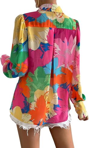 Long Sleeve Blouses for Women Button Down Shirts Dressy Casual Blouse Work Boho Tops 2025 in Saudi Arabia