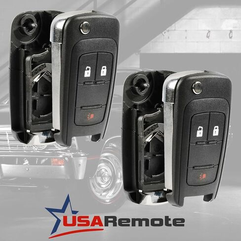 Key Fob Keyless Entry Remote Flip Shell Case & Pad fits Chevy 2010-2017 Equinox / 2012-2017 Sonic/GMC 2010-2017 Terrain, Set of 2 in Saudi Arabia