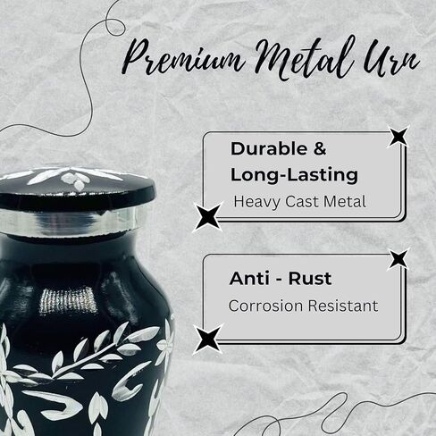 Small Urns for Human Ashes Keepsake Decorative Mini Diamond Cutting Cremation Urns for Adult Men & Women Set of 4 with Velvet Box (Black, 3 Inch) in Saudi Arabia