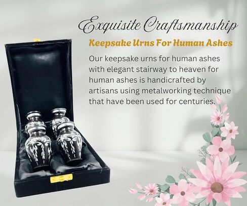 Small Urns for Human Ashes Keepsake Decorative Mini Diamond Cutting Cremation Urns for Adult Men & Women Set of 4 with Velvet Box (Black, 3 Inch) in Saudi Arabia