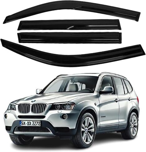 Fit for: BMW X3 E83 2004 2005 2006 2007 2008 2009 2010 - ZH Window Rain Guards - 2mm Thick Tape-On Premier Wind Deflectors for Front and Rear Windows, Durable & Sleek Design, Set of 4 in Saudi Arabia