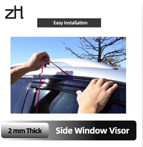 Fit for: BMW X3 E83 2004 2005 2006 2007 2008 2009 2010 - ZH Window Rain Guards - 2mm Thick Tape-On Premier Wind Deflectors for Front and Rear Windows, Durable & Sleek Design, Set of 4 in Saudi Arabia