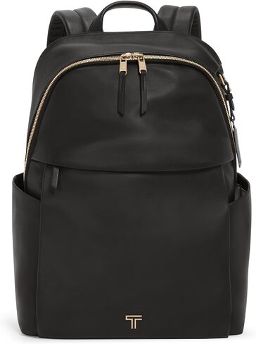 Tumi - حقيبة ظهر Raina Voyageur - حقيبة ظهر جلدية متميزة للنساء والرجال - حقيبة يومية مع جيب الهاتف وجهاز الكمبيوتر المحمول - أجهزة ذهبية سوداء وخفيفة in Kuwait